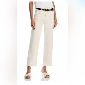 NWT MOTHER The Rambler High Rise Ankle Wide Straight Jeans in Cream Puff